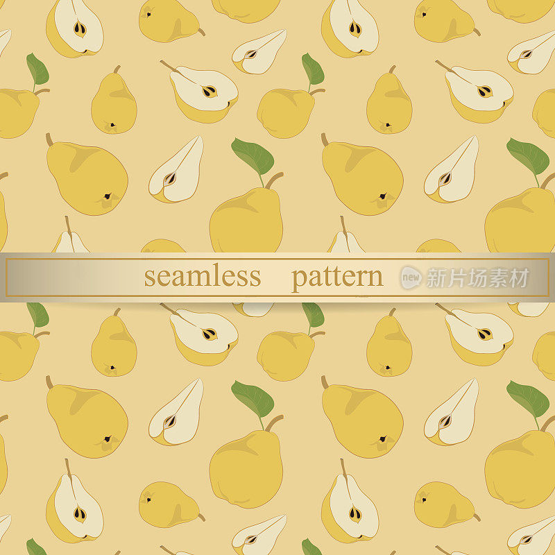 Pears seamless pattern on the orange background